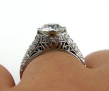 3Ct Round Diamond Sapphire Vintage Art Deco Engagement Ring 14K White Gold Over