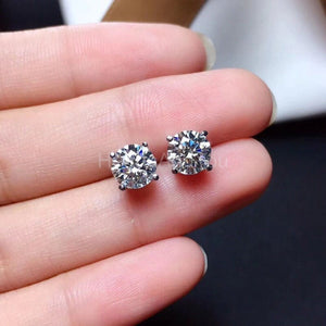 0.35ct Round Cut Moissanite Solitaire Stud Earrings 14k White Gold Plated