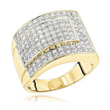 5Ct Round Cut Diamond Elegant Iced Men Engagement Ring 14K Yellow Gold Finish