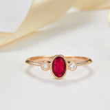 1ct Oval Cut Pink Ruby Engagement Ring Round Accent Trilogy 14k Rose Gold Finish