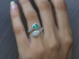 2.2ct Engagement Ring Ova Cut Green Emerald Halo Bypass 14k White Gold Finish