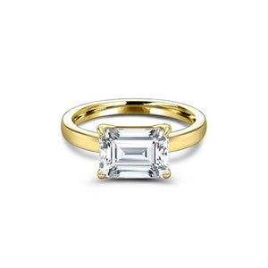 Solitaire Women Engagement Ring 1.75ct Emerald Cut Diamond 14k YellowGold Finish