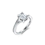 Split Shank Engagement Ring 1ct Emerald Cut VVS1D Diamond 14k White Gold Finish