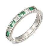 1.5ct Baguette Cut Green Emerald Wedding Band Half Eternity 14k WhiteGold Finish