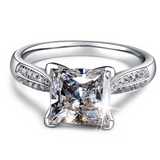 2Ct Princess Cut Diamond Accented Hidden Halo Solitaire Ring 14K White Gold Over