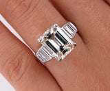 4Ct Emerald Baguette Cut Diamond Solitaire Engagement Ring 18K White Gold Finish