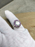 2ct Engagement Ring Oval Cut Diamond Purple Amethyst Halo 14k White Gold Finish