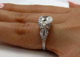 3Ct Elongated Cushion Cut Diamond Vintage Engagement Ring 14K White Gold Finish