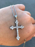 2ct Round Cut Diamond Holy Budded Cross Jesus Christ Pendant 14k White Gold Over