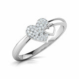 1Ct Round Cut VVS1 Diamond Dual Heart Love Engagement Ring 14K White Gold Finish