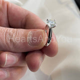 1ct Round Cut Moissanite Heart Shape Prong Engagement Ring 14K White Gold Plated