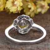 1ct Cushion Cut Aquamarine Engagement Ring Solitaire Floral 14k White Gold Over