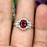 2.2ct Oval Cut Pink Ruby Engagement Ring Art Deco 14k White Gold Finish