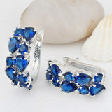 2.5ct Pear Cut Blue Sapphire Vintage Wedding Hoop Earrings 14k White Gold Finish