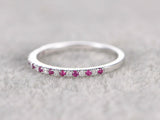 1ct Round Cut Alternate Pink Ruby Diamond Half Eternity Band 14k White Gold Over