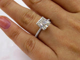 2Ct Asscher Diamond Hidden Halo Solitaire Engagement Ring 14K White Gold Finish