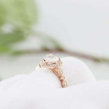 1.5ct Heart Cut Diamond Engagement Ring Round Accents Halo 14k Rose Gold Finish