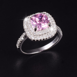 2ct Cushion Cut Pink Sapphire Engagement Ring 14k White Gold Finish Double Halo