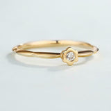 Flower Minimalist Engagement Ring 0.3ct Round Cut Diamond 14k Yellow Gold Finish