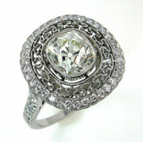 6Ct Cushion Cut Diamond Milgrain Vintage Mesh Cocktail Ring 14K White Gold Over