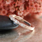 1ct Round Cut Diamond Thin Minimalist Wedding Band Ring 14k Rose Gold Finish