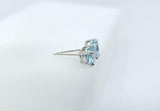 0.6ct Stud Earrings Round Cut Blue Aquamarine Solitaire Women 14k WhiteGold Over