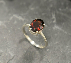 1.2ct Engagement Ring Oval Cut Red Garnet Solitaire Design 14k White Gold Finish