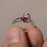 0.6ct Cushion Cut Pink Ruby Engagement Ring 14k WhiteGold Over Solitaire Promise