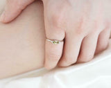 0.2ct Marquise Cut Green Peridot Trilogy Minimalist Ring 14k White Gold Finish