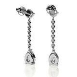 2ct Pear Round Cut Chain Vertical Drop Dangle Earring Women 14k WhiteGold Finish