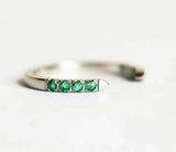 1ct Round Cut Green Emerald Engagement Ring 14k White Gold Finish Open Stackable