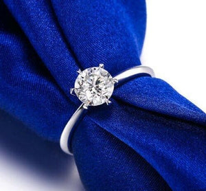 1Ct Round Cut Diamond Classic Six Prong Solitaire Ring 14K White Gold Finish