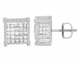 2.5ct Princess Cut Diamond Cube Hip Hop Iced Stud Earrings 14k White Gold Finish