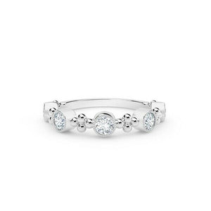 1ct Round Cut Diamond Wedding Band Petite Floral Stackable 14k White Gold Finish