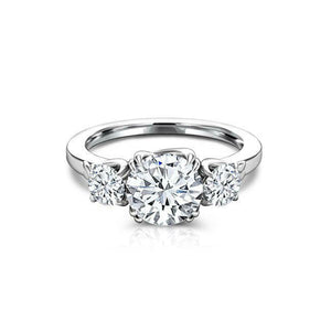 Solitaire Trilogy Engagement Ring 1.25ct Round Cut Diamond 14k White Gold Finish