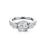 Solitaire Trilogy Engagement Ring 1.25ct Round Cut Diamond 14k White Gold Finish