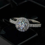 1.8ct Round Cut Diamond Engagement Ring Solitaire Halo 14k White Gold Finish