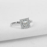 1.7ct Princess Cut Diamond Halo Solitaire Engagement Ring 14k White Gold Finish