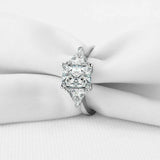 3ct Princess Diamond Engagement Ring Trillion Accent Trilogy 14k White Gold Over