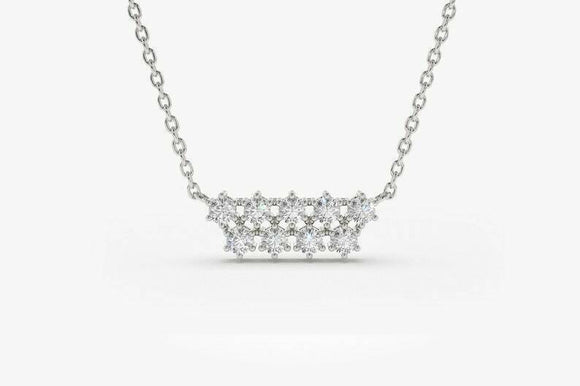 2ct Diamond Pendant with Chain Round Cut Brilliant Cluster 14k White Gold Finish