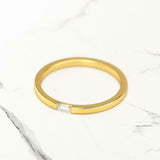 Minimalist Dainty Wedding Band 0.2ct Baguette Cut Diamond 14k Yellow Gold Finish