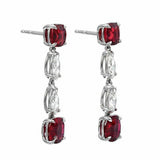 2ct Cushion & Marquise Cut Red Garnet Party Drop Earrings 14k White Gold Finish