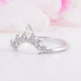 2.1ct Marquise Cut Diamond Engagement Ring Princess Crown 14k White Gold Finish