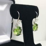 1.5ct Drop Earrings Round Cut Green Peridot Stylish Fish Hook 14k WhiteGold Over