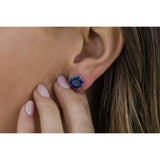 3.5ct Round Cut Blue Sapphire Solitaire Stud Earrings 14k White Gold Finish