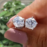 2ct Round Brilliant Cut Moissanite Solitaire Stud Earrings 14k White Gold Plated