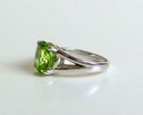 2ct Engagement Ring Round Cut Green Peridot Split Shank 14k White Gold Finish