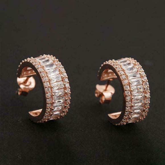 4Ct Baguette Cut Diamond Channel Set Elegant Drop Earrings 14K Rose Gold Finish