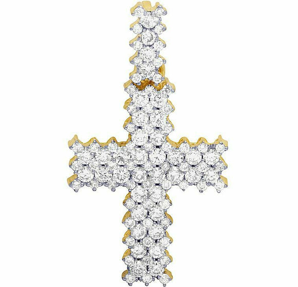 2ct Round Cut VVS1 Diamond Martini Cross Pendant 14k Yellow Gold Finish NO CHAIN