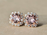 1ct Round Cut Champagne Morganite Floral Stud Earring Women 14k Rose Gold Finish